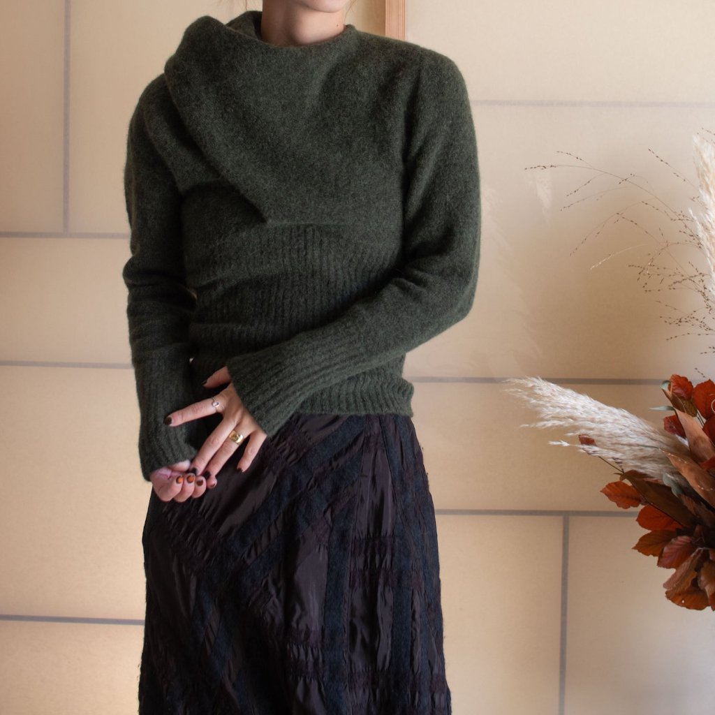 Nwt Paloma Wool Fico Alpaca Sweater Dark Khaki Crossed Neckline